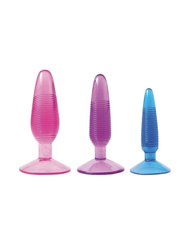 55007686 TWIRLY TRIO - PLUG – SET  SET DI 3 PLUG IN JELLY CON SCANALATURE STIMOLANTI E BASAMENTO A VENTOSA - Imagen 2