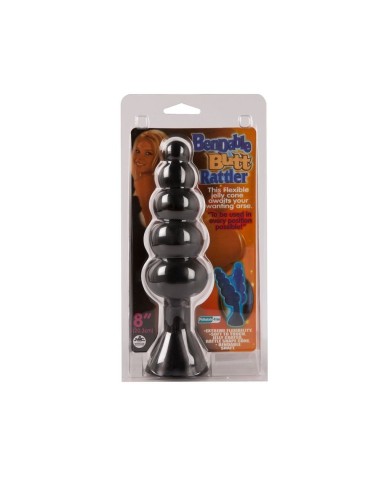 55007695 BENDABLE BUTT RATTLER BLACK CA. 20.3 CM  PLUG STIMOLATORE ANALE IN PVC NERO 20 MC - Imagen 1