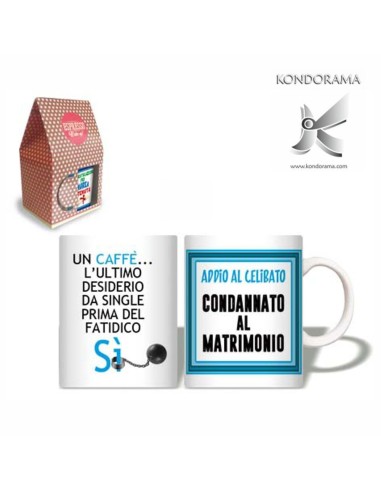 3397-2 ESPRESSO MUG CELIBATO PARTY  TAZZINA PER CAFFE' CON SCATOLA REGALO - Imagen 1