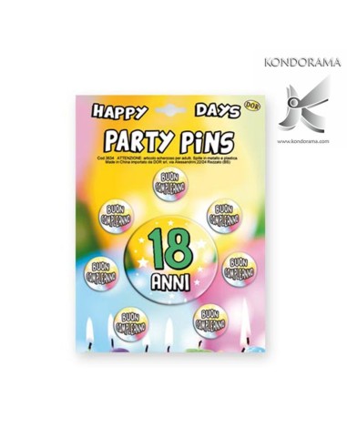 3634-01 SET SPILLE "PARTY PINS" 18 ANNI COMPLEANNO - Imagen 1