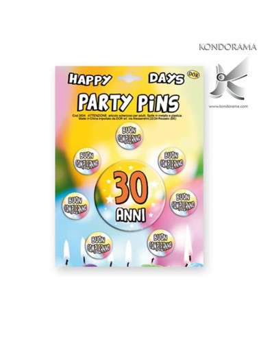 3634-03 SET SPILLE "PARTY PINS" 30 ANNI COMPLEANNO - Imagen 1