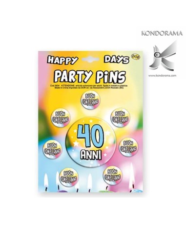 3634-04 SET SPILLE "PARTY PINS" 40 ANNI COMPLEANNO - Imagen 1