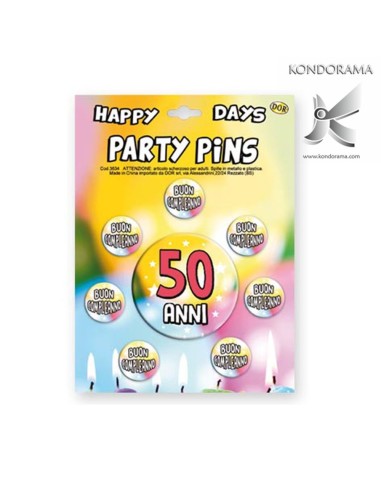 3634-05 SET SPILLE "PARTY PINS" 50 ANNI COMPLEANNO - Imagen 1