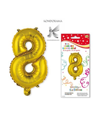 3419-8G NUMERI GONFIABILI IN FOIL NUMERO OTTO ORO - Imagen 1