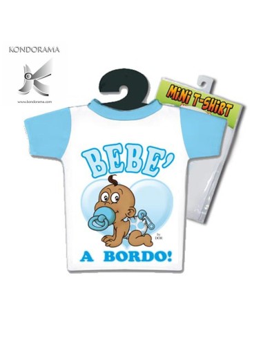 4885-32 MINI T-SHIRT AZZURRA BIMBO  BEBÈ A BORDO - Imagen 1