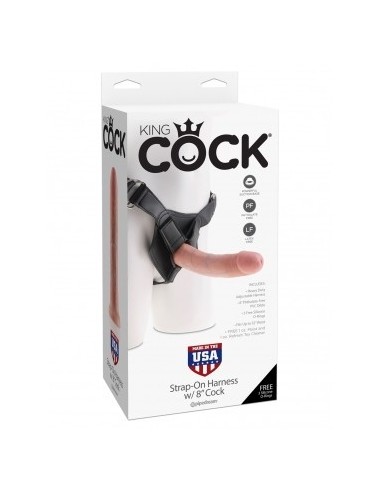 PD5623-21 KING COCK STRAP-ON HARNESS W/FLESH 8" COCK - Imagen 1
