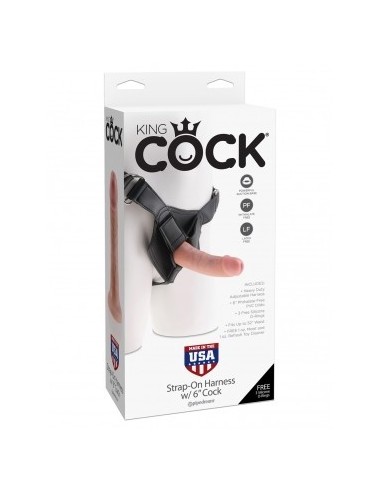 PD5621-21 KING COCK STRAP-ON HARNESS W/FLESH 6" COCK