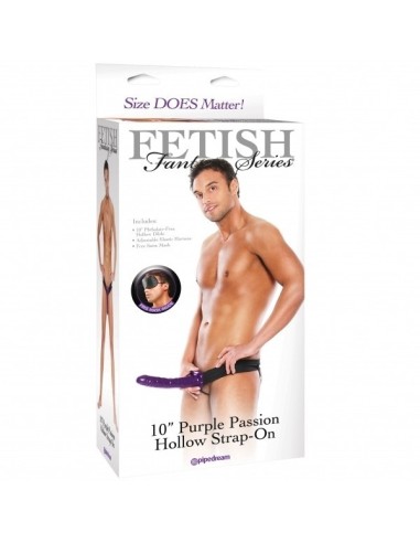 PD394812 10" PURPLE PASSION HOLLOW STRAP-ON