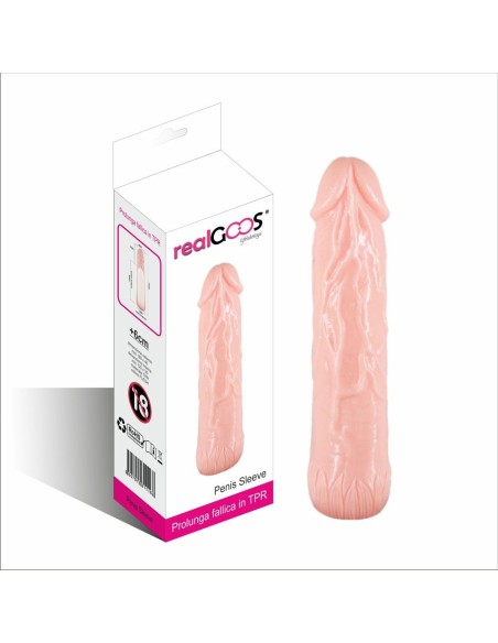 RealGOOS® PROLUNGA FALLICA IN MORBIDO TPR SUPER ELASTICO COLOR CARNE MM 180 X 40 - Imagen 1
