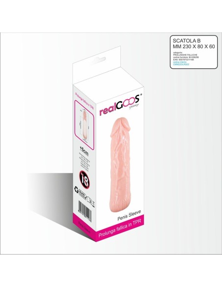 RealGOOS® PROLUNGA FALLICA IN MORBIDO TPR SUPER ELASTICO COLOR CARNE MM 180 X 40 - Imagen 3