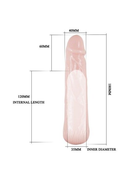 RealGOOS® PROLUNGA FALLICA IN MORBIDO TPR SUPER ELASTICO COLOR CARNE MM 180 X 40 - Imagen 10