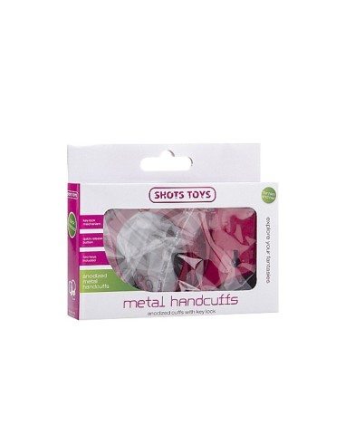 SHT347RED METAL HANDCUFFS - PINK MANETTE METALLICHE ROSSE - Imagen 2